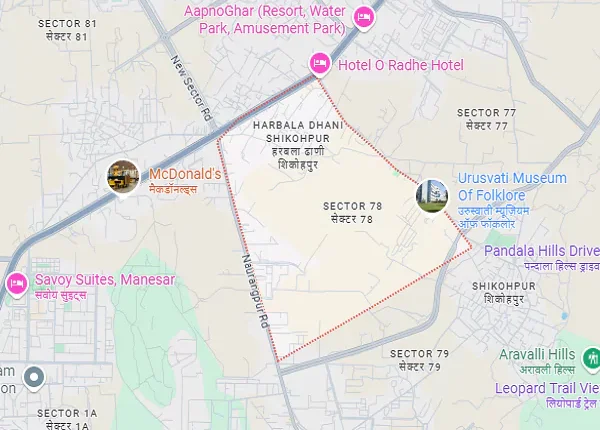 Suncity Sector 78 Gurgaon location map