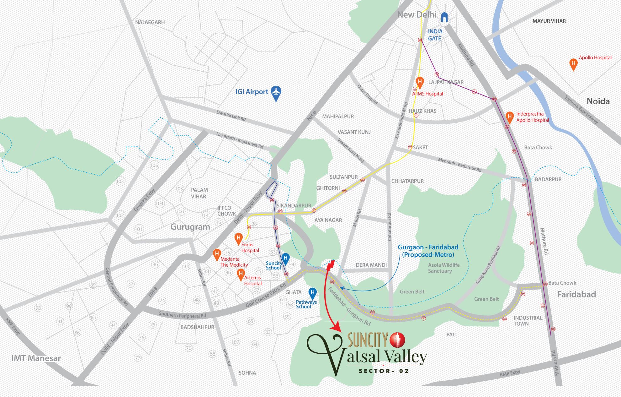 Suncity Vatsal Valley Gurgaon location map